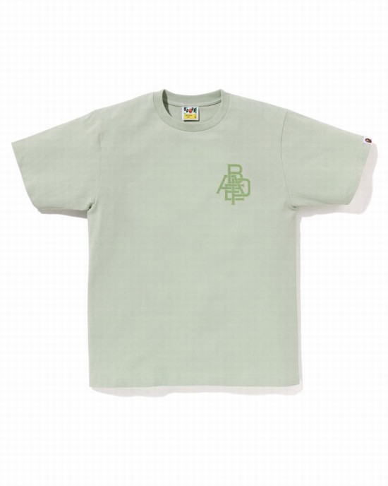 Camiseta Bape Pigment Logo Hombre Verdes Claro | 471052-GXQ