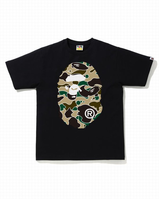 Camiseta Bape STA Camo Big Ape Head Hombre Negros | 423980-VYC