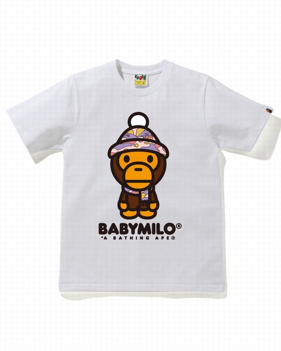 Camiseta Bape STA Camo Milo Invierno Mujer Blancos | 506231-NFY