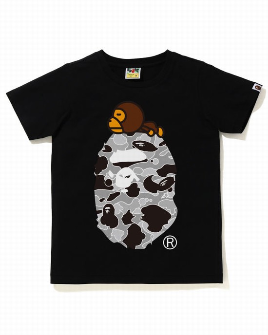 Camiseta Bape STA Camo Milo On Big Ape Mujer Negros | 870392-CNR