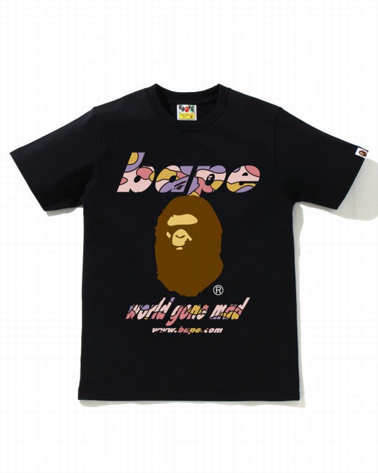 Camiseta Bape STA Camo WGM Ape Head Mujer Negros | 258314-HEM