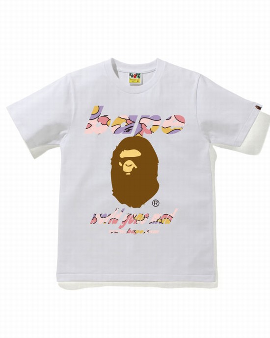 Camiseta Bape STA Camo WGM Ape Head Mujer Blancos | 832617-PET