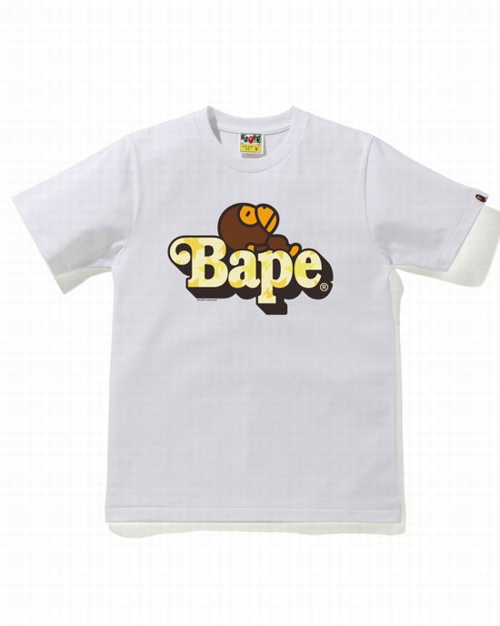 Camiseta Bape STA Pattern Milo On Mujer Blancos | 725480-IMK