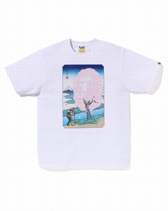 Camiseta Bape Sakura Hombre Blancos | 687405-WDO