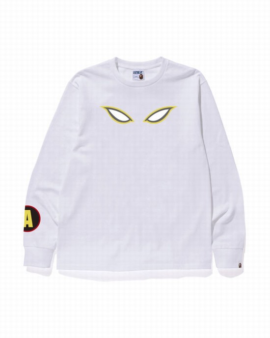 Camiseta Bape Shadow L/S Hombre Blancos | 082194-DRE