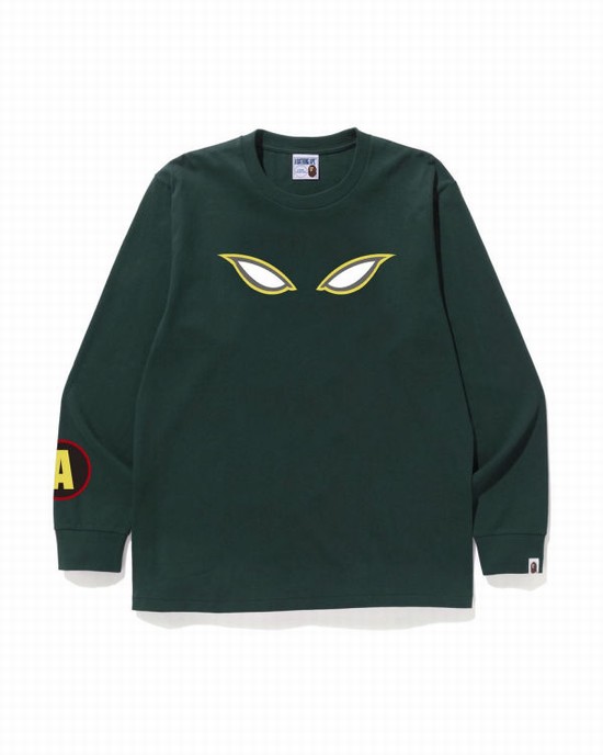 Camiseta Bape Shadow L/S Hombre Verdes | 749610-LRN