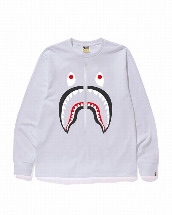 Camiseta Bape Shark Hombre Blancos | 720958-KOD