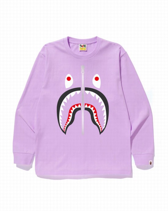 Camiseta Bape Shark Hombre Morados | 651834-XUE