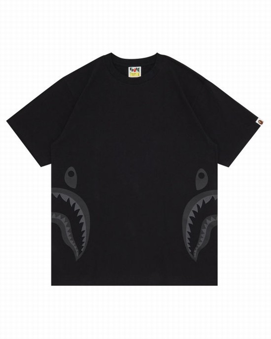 Camiseta Bape Side Shark Hombre Negros | 159648-RXS