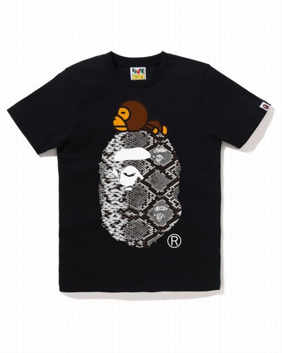 Camiseta Bape Snake Milo On Big Ape Mujer Negros | 179534-FNJ