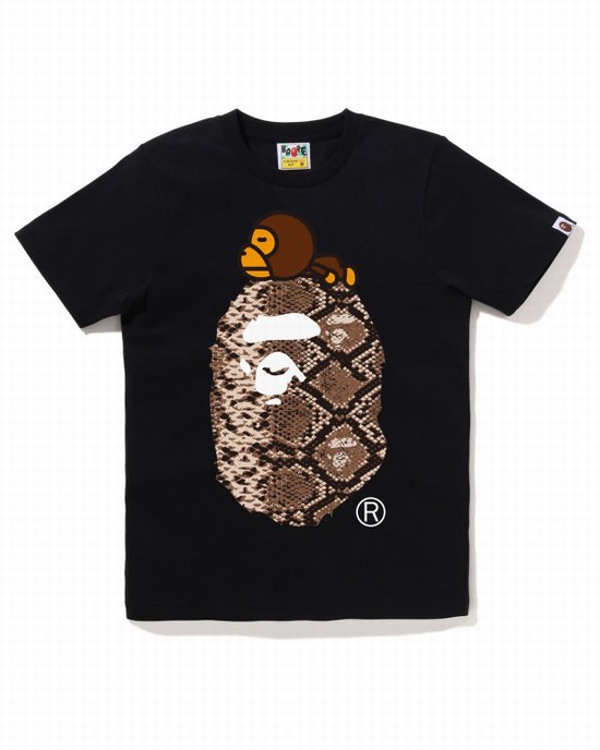 Camiseta Bape Snake Milo On Big Ape Mujer Negros | 821457-YJA