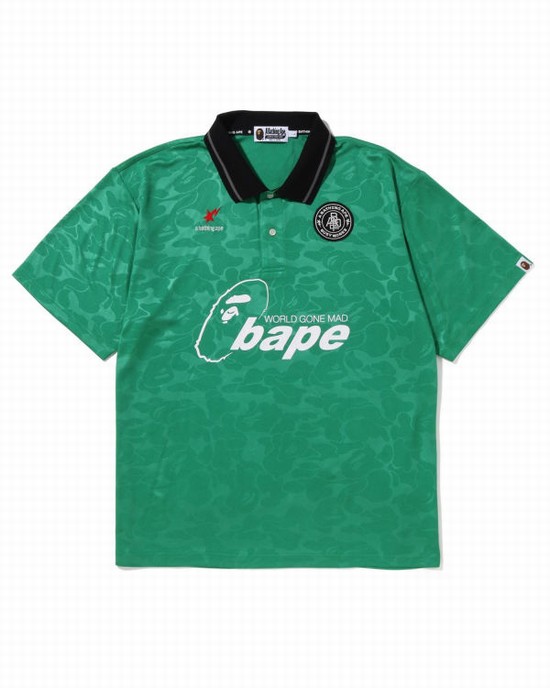 Camiseta Bape Soccer Game Relaxed Fit Polo Hombre Verdes Claro | 265147-QCW