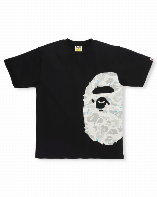 Camiseta Bape Space Camo Side Big Ape Head Hombre Negros | 083642-MFE