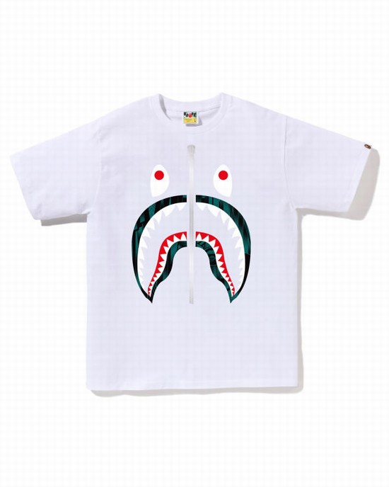 Camiseta Bape Speed Racer Shark Hombre Blancos | 806179-QZF