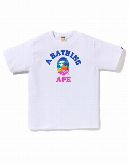 Camiseta Bape Sunset Beach Hombre Blancos | 875490-QNX