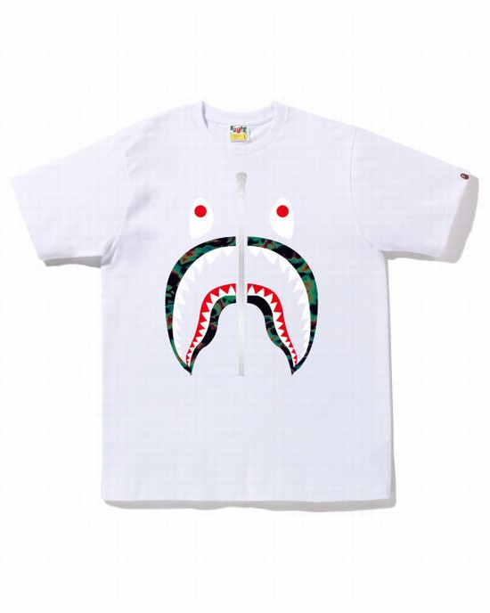 Camiseta Bape Thermography Shark Hombre Blancos | 294710-AOZ