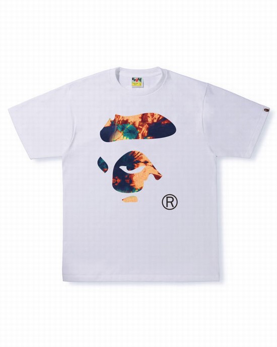 Camiseta Bape Tie Dye Ape Face Hombre Blancos | 412056-XTR