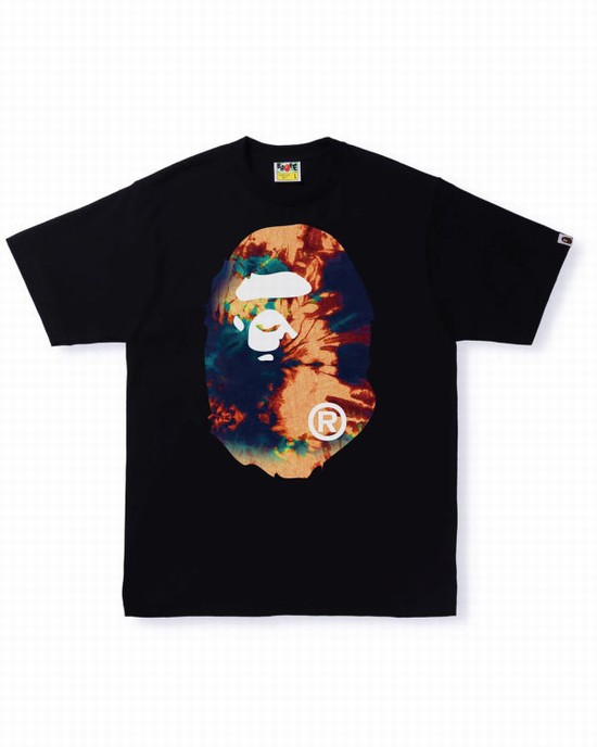 Camiseta Bape Tie Dye Big Ape Head Hombre Negros | 513647-JNG