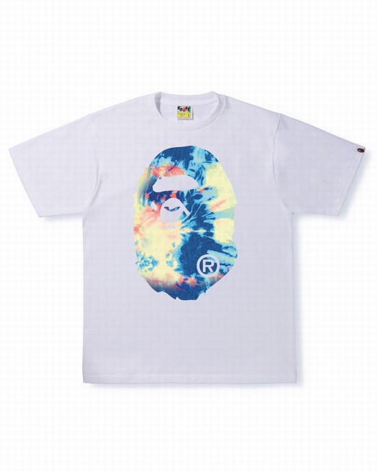 Camiseta Bape Tie Dye Big Ape Head Hombre Blancos | 875432-DWG