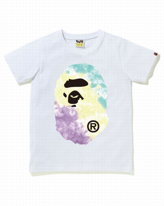 Camiseta Bape Tie-Dye Big Ape Head Mujer Blancos | 257614-JGP