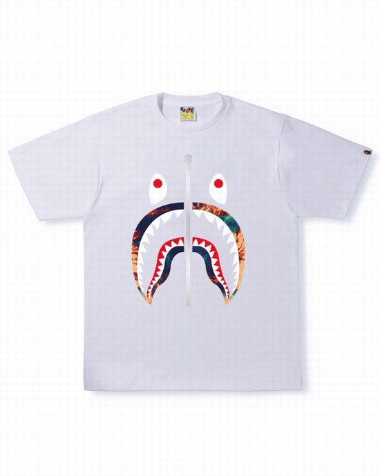 Camiseta Bape Tie Dye Shark Hombre Blancos | 249065-MIE