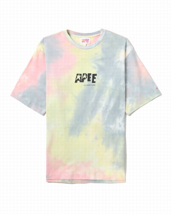 Camiseta Bape Tie-dye graphic slit Mujer Rosas | 938265-KOL