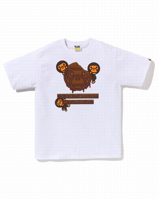 Camiseta Bape Valentine Chocolate Milo Hombre Blancos | 470563-ZCJ