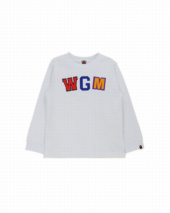 Camiseta Bape WGM Shark L/S Niños Blancos | 539487-ZKF