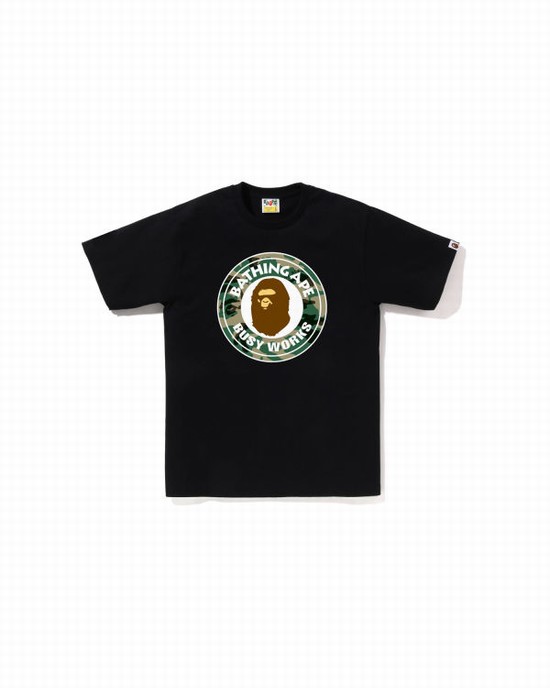 Camiseta Bape Woodland and Camo College Hombre Negros | 046192-GMB