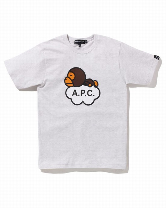 Camiseta Bape X A.P.C. Milo Anchos Mujer Grises | 097546-HOI