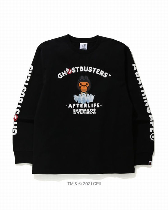 Camiseta Bape X Ghostbusters Milo Long Sleeve Hombre Negros | 093876-HCY