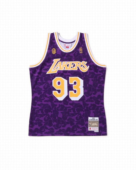 Camiseta Bape X M&N Los Angeles Lakers Jersey Hombre Morados | 840295-CNR