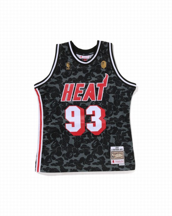 Camiseta Bape X M&N Miami Heat Jersey Hombre Negros | 459376-XNK