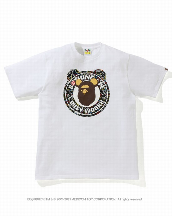 Camiseta Bape X Medicom Toy Camo BE@R Busy Works Hombre Blancos | 728410-XFH