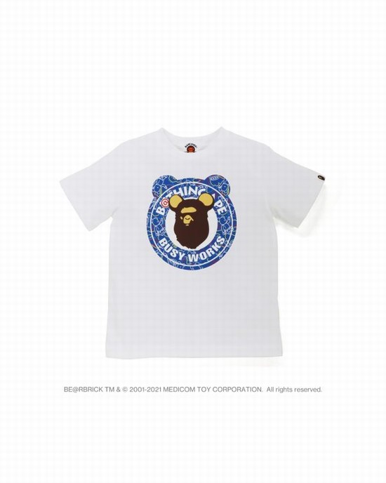 Camiseta Bape X Medicom Toy Camo BE@R Busy Works Niños Blancos | 947320-FPE