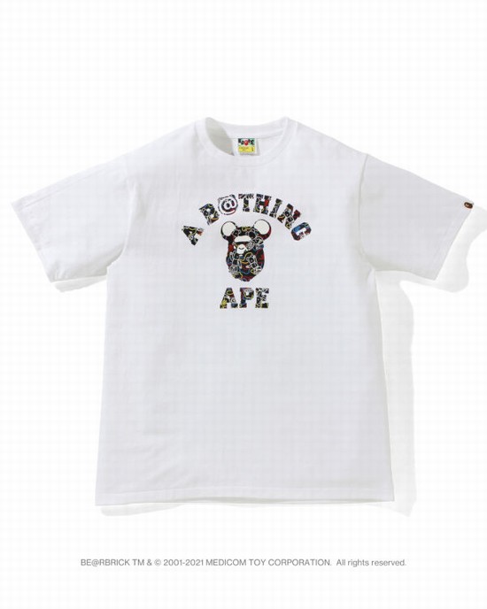 Camiseta Bape X Medicom Toy Camo BE@R College Hombre Blancos | 941625-TID