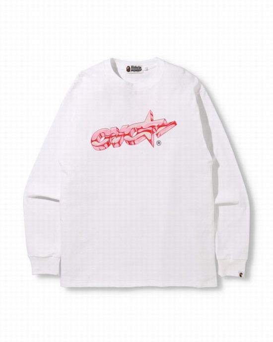 Camiseta Bape X OVO Long Sleeve Hombre Blancos | 981230-SAC