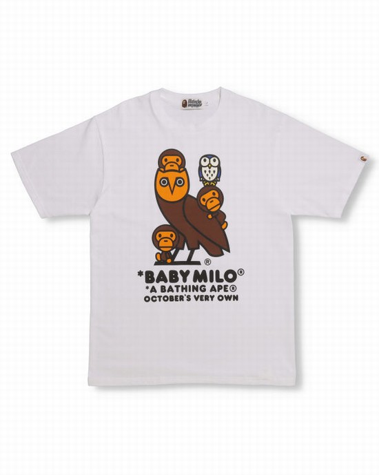 Camiseta Bape X OVO Milo Hombre Blancos | 453908-VMX