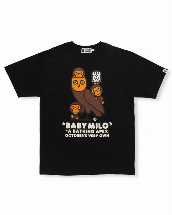 Camiseta Bape X OVO Milo Hombre Negros | 934051-QPB