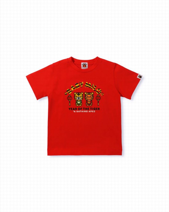 Camiseta Bape Year Of The Tiger Milo Niños Rojos Claro | 326458-LSZ