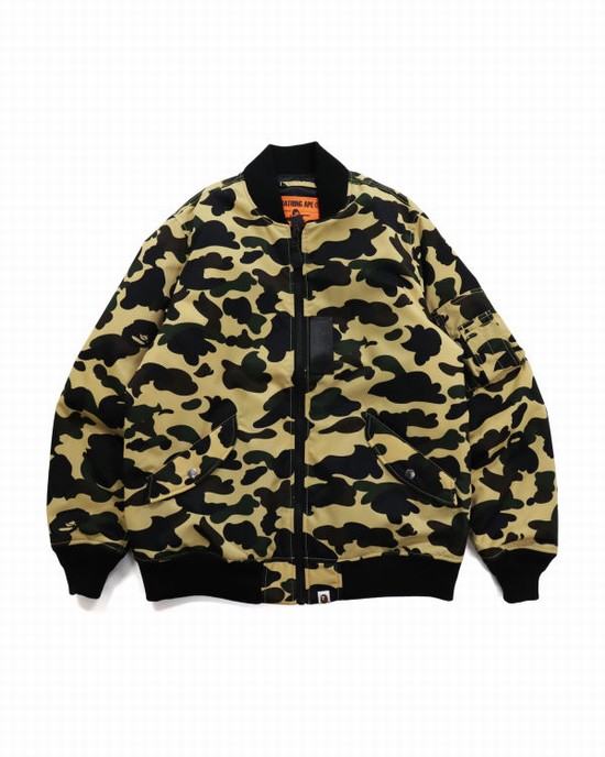 Chaquetas Bape 1st Camo Nylon Twill MA-1 Hombre Amarillos | 618320-JNE