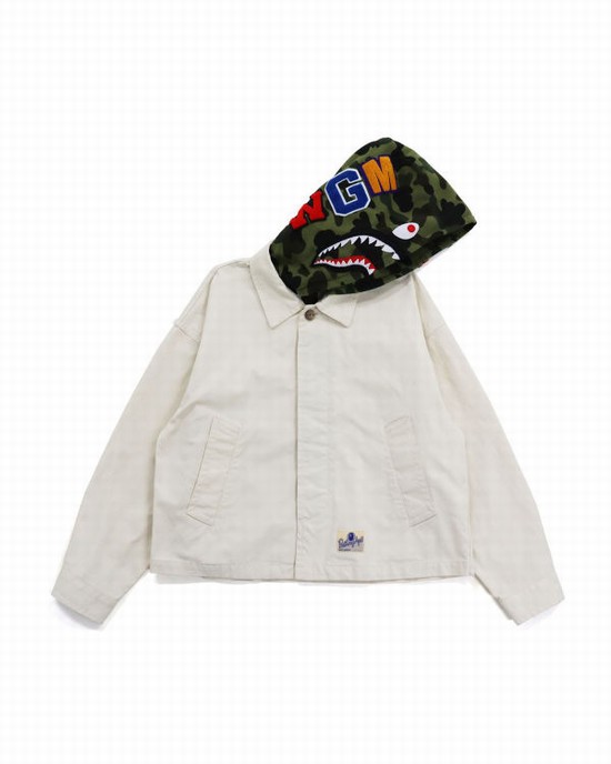 Chaquetas Bape 1st Camo Shark Hood Anchos Mujer Blancos | 261435-RLC