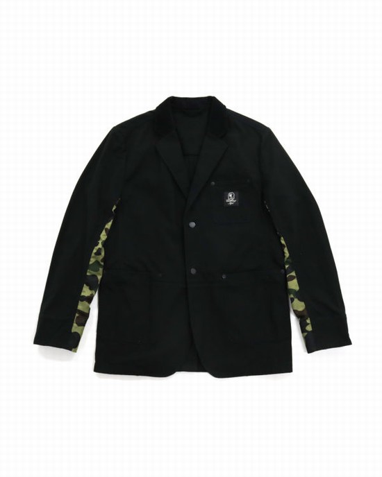 Chaquetas Bape Algodon Duck Tailored Hombre Negros | 250843-IOF