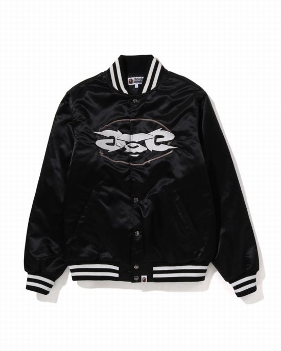 Chaquetas Bape Ape Relaxed Fit Nylon Varsity Hombre Negros | 602143-VLT