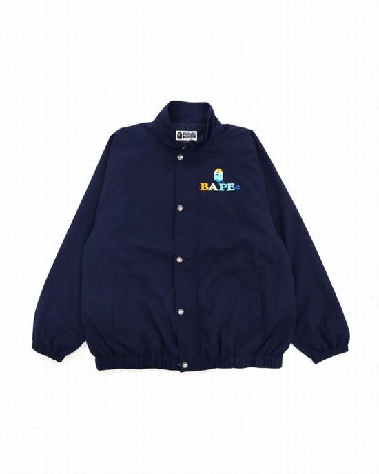 Chaquetas Bape Logo Embroidery Overs Mujer Azul Marino Azules | 875043-ZDE