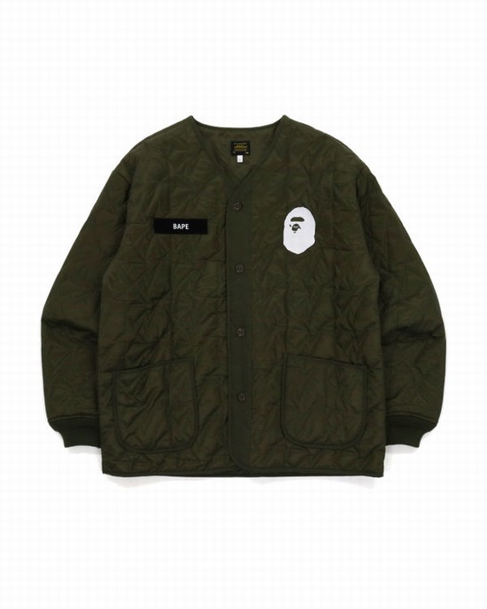 Chaquetas Bape Military Patch Liner Hombre Verdes | 359172-LZO