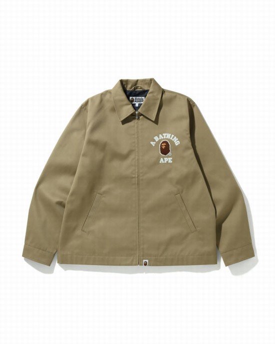 Chaquetas Bape Multi Fonts Relaxed Fit Zip Hombre Beige | 108736-TDU