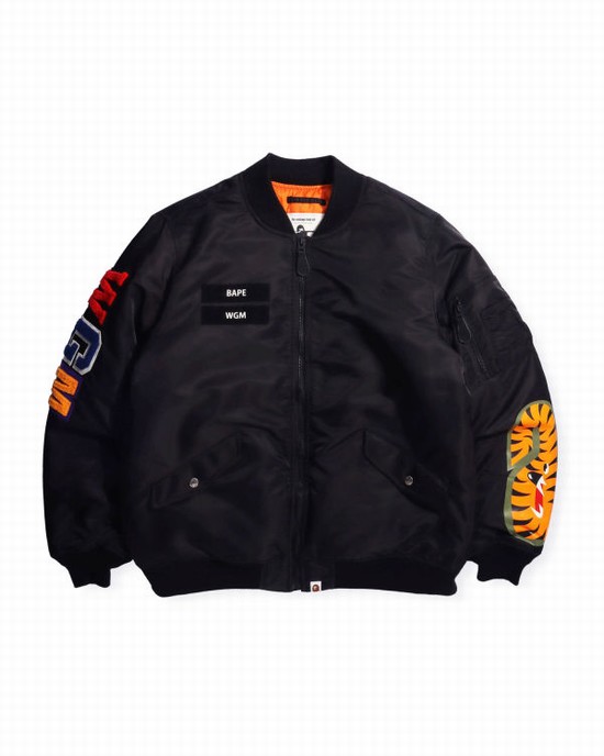 Chaquetas Bape Shark Loose Fit Ma-1 M Bomber Hombre Negros | 176495-WLI