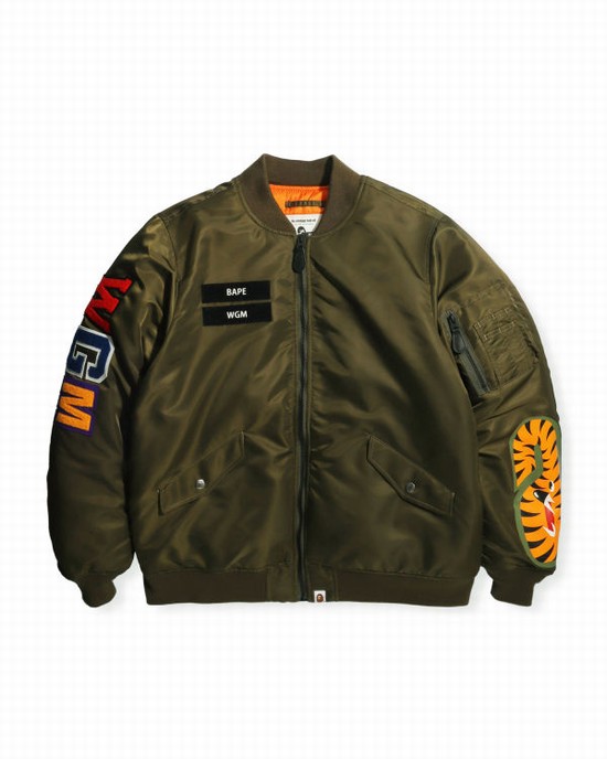 Chaquetas Bape Shark Loose Fit Ma-1 M Bomber Hombre Verdes | 864731-XTC