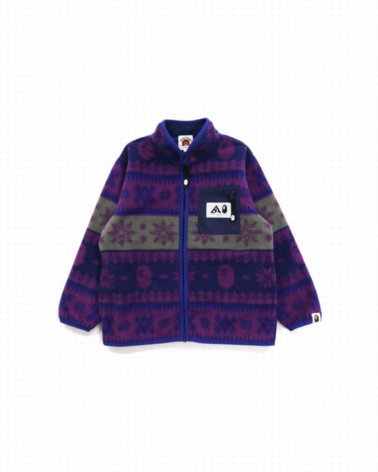 Chaquetas Bape Snow Pattern Stand Collar Niños Morados | 549283-OHM